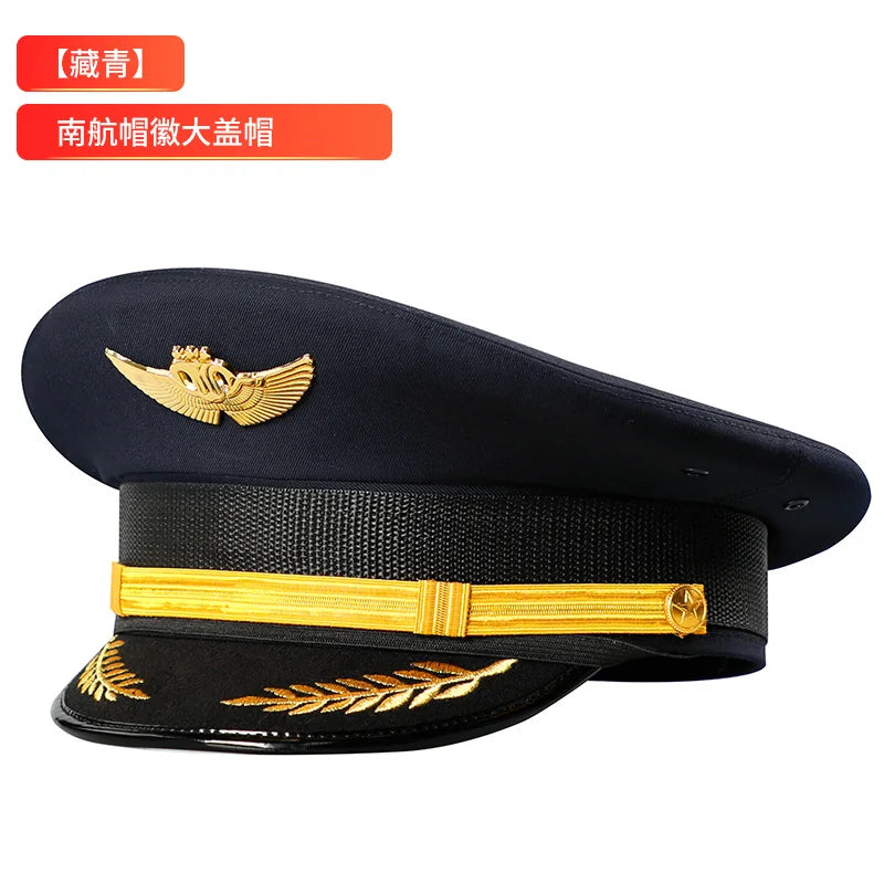 Vintage Officer Peaked Cap Classic Design Adjustable Strap for Aviation Navy Captain Security Railway Personnel Unisex Fits Most