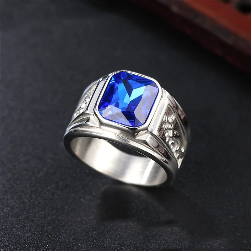 Fashion Zodiac Dragon Ring For Men Jewelry Trendy S925 Ring Male Crystal Suqare Finger Accessories Gift For Boyfriend
