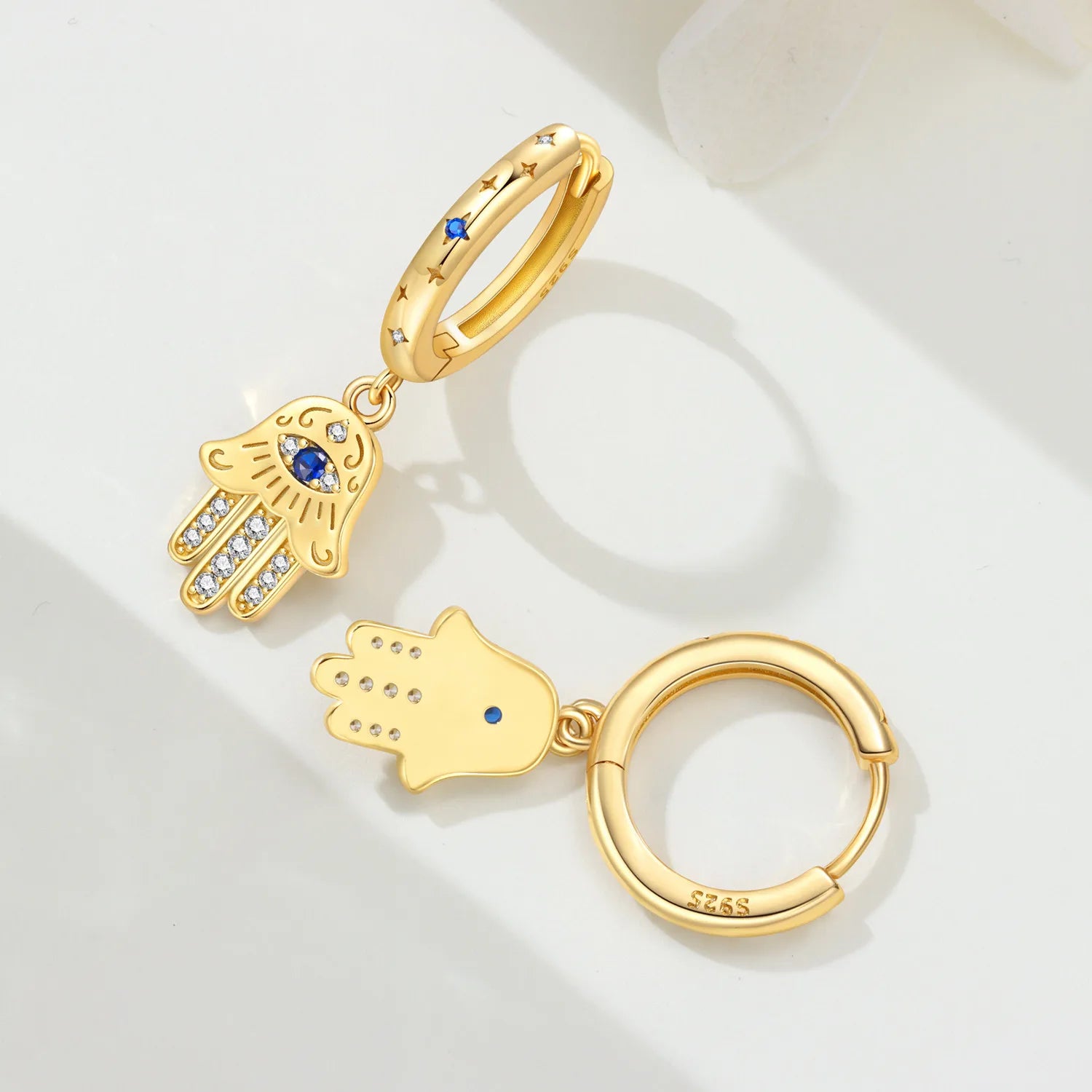 PANPOKI 925 Sterling Silver Golden Religious Symbol Drop Earrings Women Earrings Charm Fashion Versatile Party Jewelry Gifts