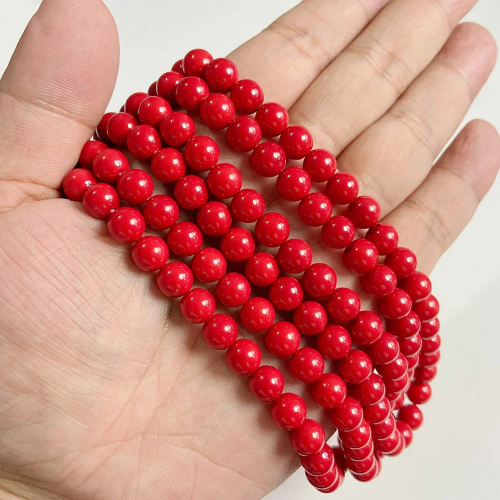 Colorful Round Shell Pearl Beads 6 8 10mm Imitation Pearls Loose Spacer Bead For Jewelry Making Bracelet Necklace Earrings DIY