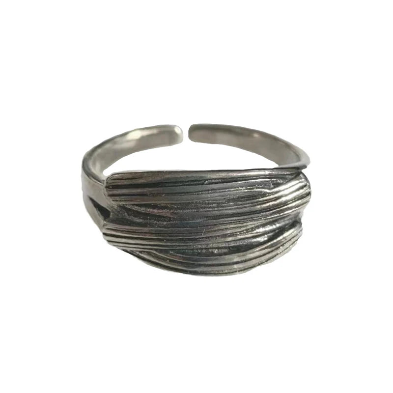 Retro Overlapping Ring For Men Silver Color Punk Gothic Adjustable Open Ring Handmade Rock Unisex Jewelry Accessories Man Gift