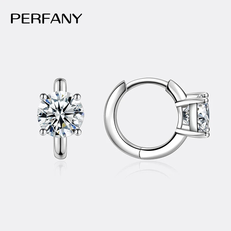 PERFANY 1CT Moissanite Earrings for Women S925 Pure Silver Simulated Diamond Simple Four Claw Earrings Fashion Wedding Jewelry - Madeinsea©