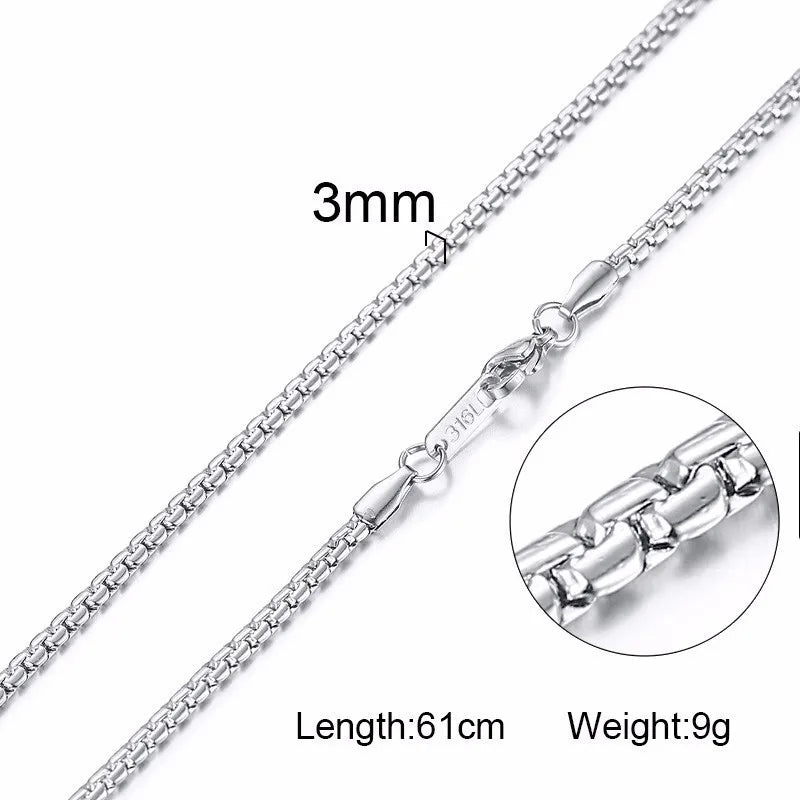 Collier ras du cou pour homme Vnox Dropshipping, chaîne gourmette plate en acier inoxydable, motif serpent ton sur ton, 3-6 mm, 61 cm (24 pouces).