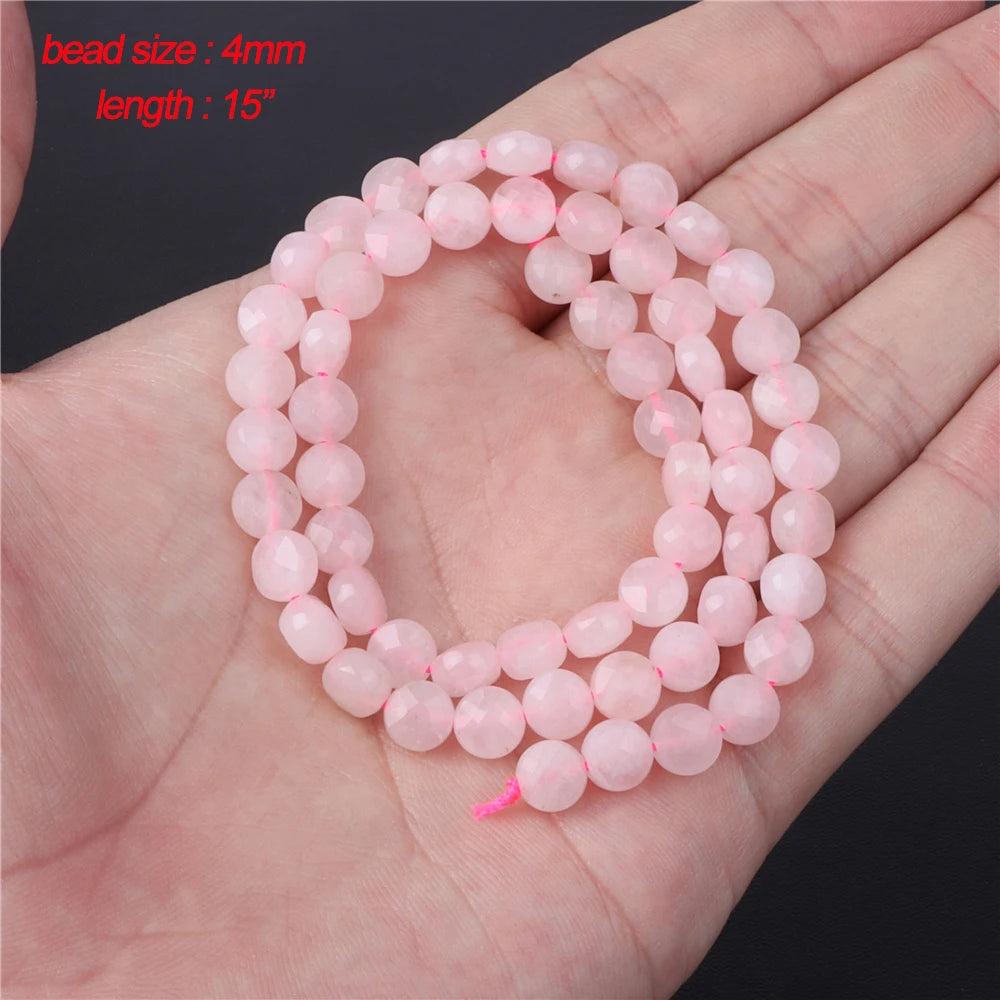 45 Style Natural Rose Quartz Bead Round Tube Crystal Loose Beads For Jewelry Making Handmade Diy Bracelet Necklace Accessories
