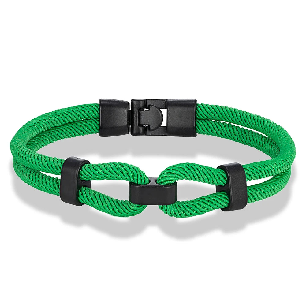 MKENDN Unique Sailing-Inspired Knot Bracelet For Men Black Easy Buckle Rope Bracelet Gifts For Him Nautical Wrap Jewelry Gifts - Madeinsea©