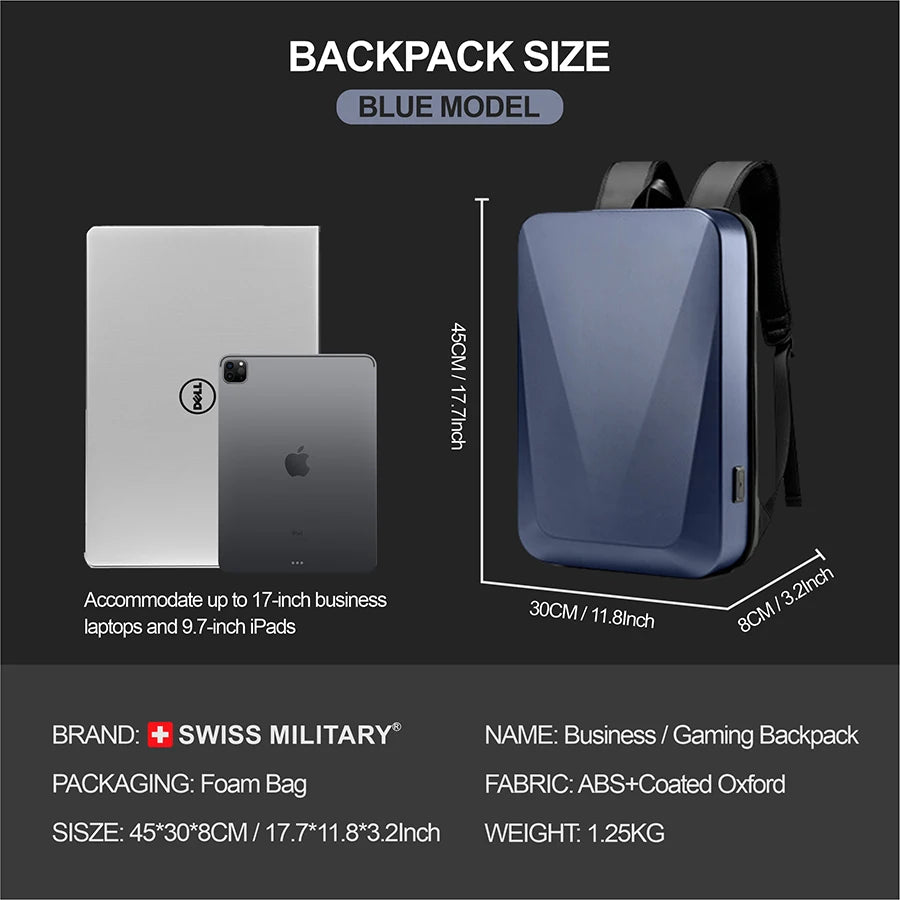 best protective shell laptop backpack 17 inch SWISS MILITARY 17 Inch Laptop Backpack Waterproof TSA Anti theft Hard