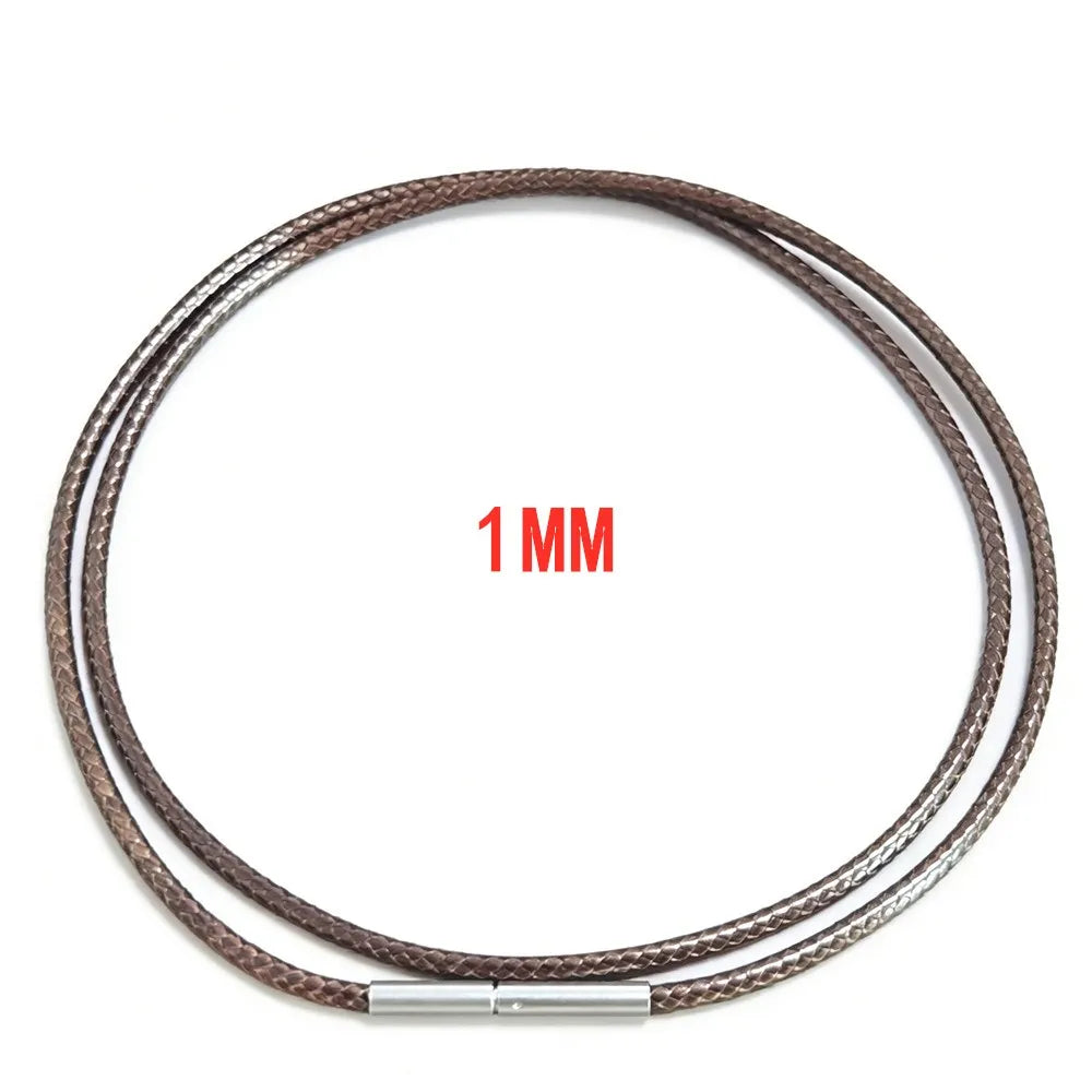 MKENDN Black Leather Chain Necklace for Diy Women Men Handmade Braid Rope Long Necklace 40/50/60/70CM Neck Pendant Chain Jewelry