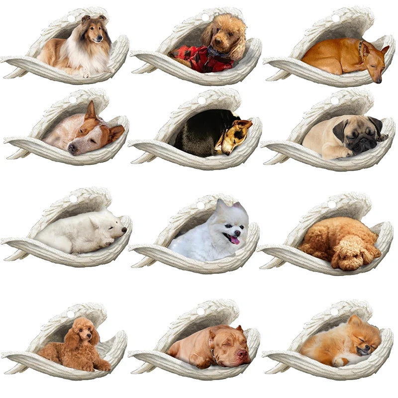 100 Style Cut Dog Sleeping Angel Pendant Bag Keychain Car Keychain Keyring Animal Pet Jewelry Boyfriend Girls Gift Accessories