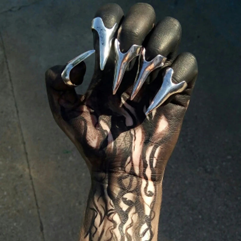 Lot de 5 bagues à ongles style gothique rétro punk cool rock, vente en gros, bijoux de fête, cosplay, cadeau d'halloween