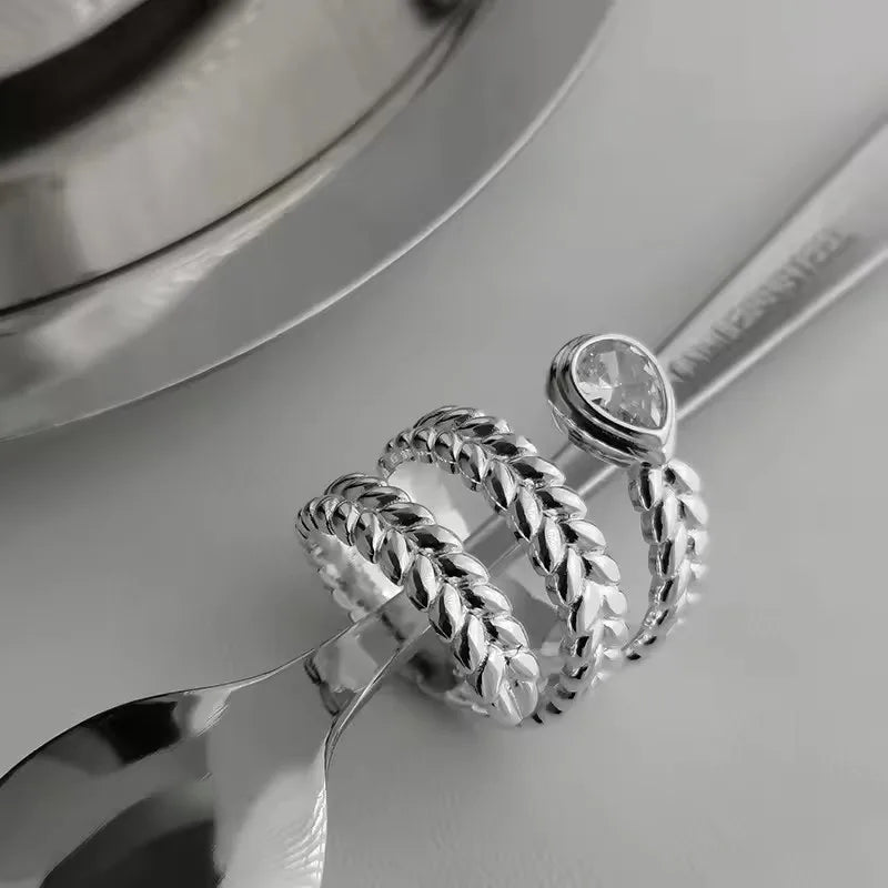 Sam Panda 925 Sterling Rings for Women Simple Geometric Handmade Irregular Retro Ring Gold Zircon Allergy For Birthday Gift