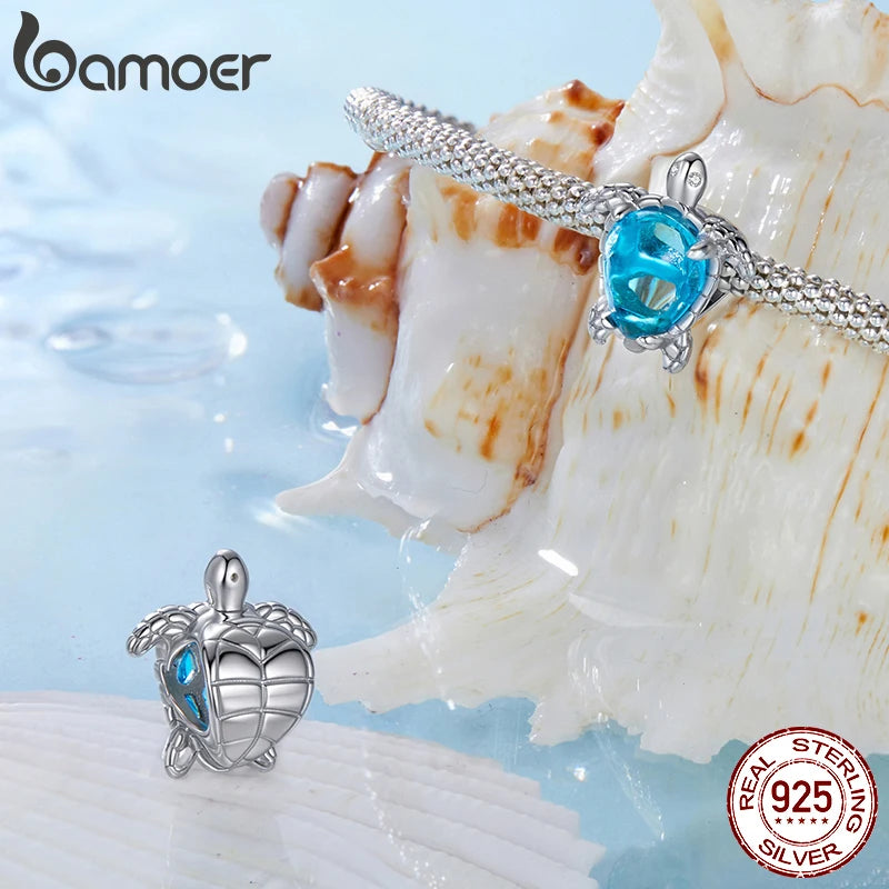 BAMOER 2025 Ocean Series Solid 925 Sterling Silver Turtle Octopus Jellyfish Seahorse Charm fit Original Bracelet DIY Accessories
