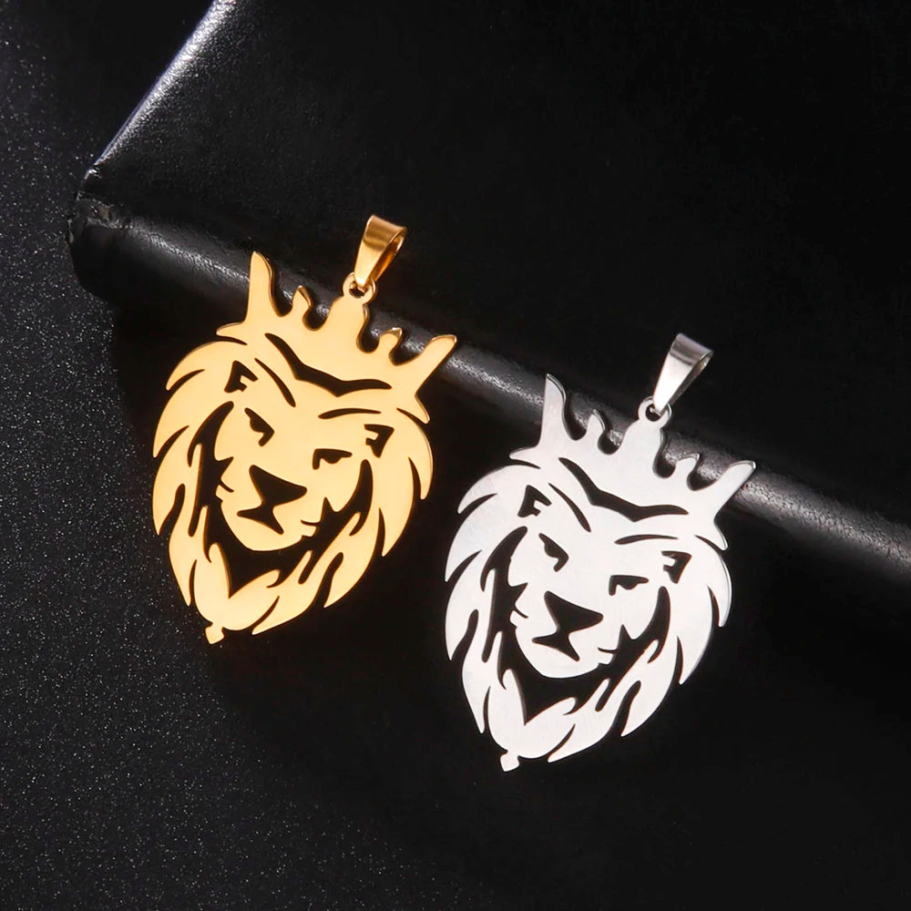 Dawapara Lion Head Totem Pendant for Necklace Earrings Stainless  Steel Accessories DIY Charms for Jewelry Making