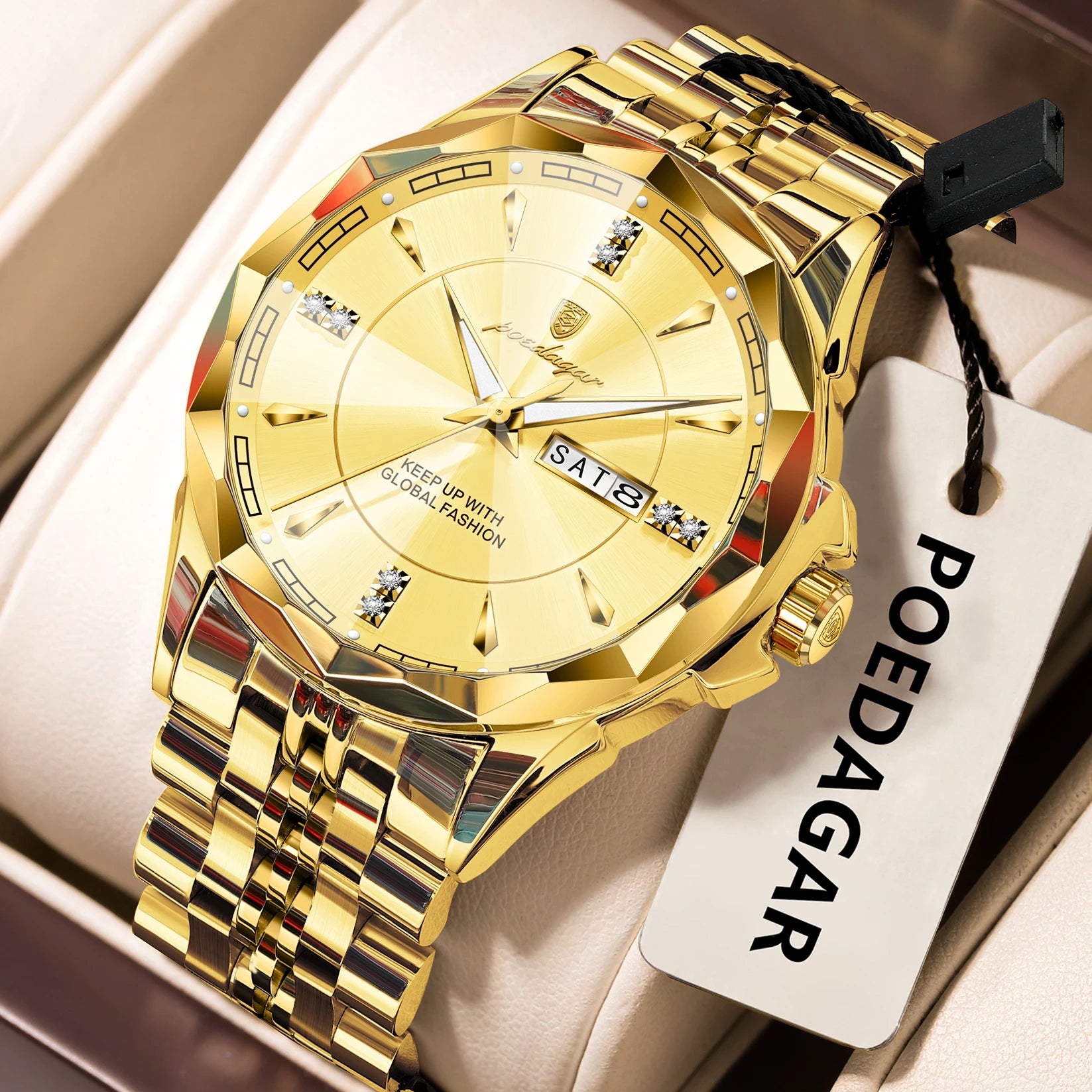 POEDAGAR Luxury Fashion Man Clock Top Business Waterproof Luminous Date Week Men's Watches Quartz Stainless Steel Men Wristwatch - Madeinsea©