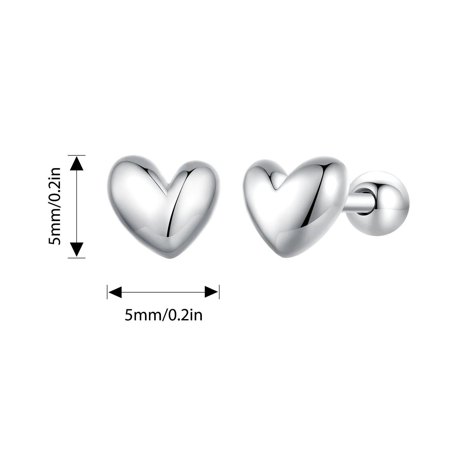 BISAER 925 Sterling Silver 18K Gold Mini Heart Stud Earrings Simple Love Hypoallergenic Earrings for Women Weedding Fine Jewelry