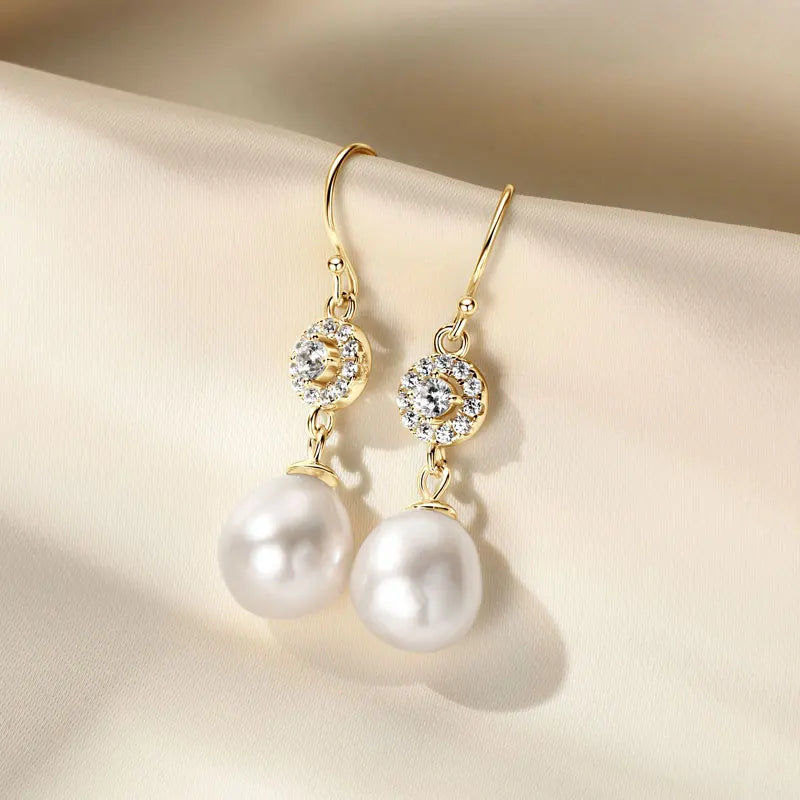 OXTAO Baroque Freshwater Pearl 9-10mm Stud Earring for Ladies Real 925 Silver Hook Piercing Earrings Jewelry Korean Wholesale