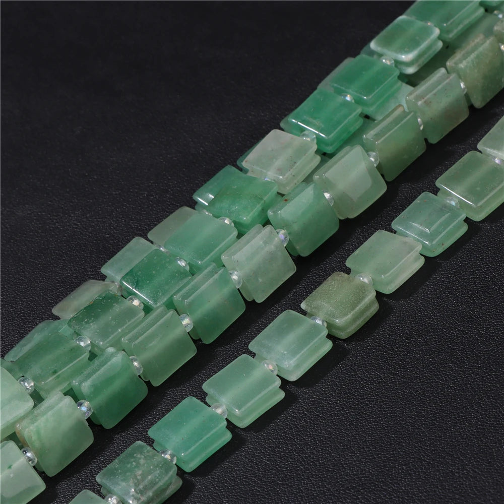 High Quality Gems Stone Bead Natural Cube Flat Square Loose Spacer Beads For Jewelry Making Bracelet Necklace DIY Crafts 10MM
