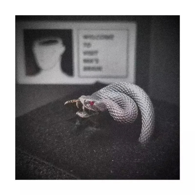 Vintage Gothic Rattlesnake Adjustable Ring for Men and Women Punk Dark Style Trendy Design Couple Rings Jewelry Accessories