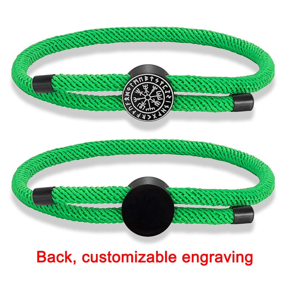 Bracelet amulette runique viking MKENDN pour hommes et femmes, tressé à la main, ajustable, motif personnalisé avec nom, bijoux pour couples