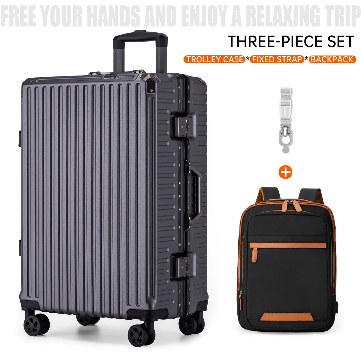 Trolley Luggage 20 24 26 28 Inch Aluminum Frame Rolling Luggage Case USB Travel Suitcase on Wheels Combination Lock Carry-On Luggage - Madeinsea©