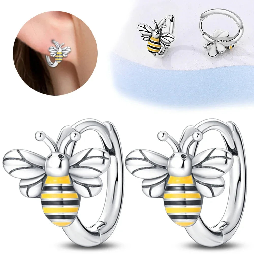 2025 All New Sterling Silver S925 Honey Bees, Cats, Dogs Zircon Earrings and Eardrop Simple Fine Jewelry Women Girls Party Gift