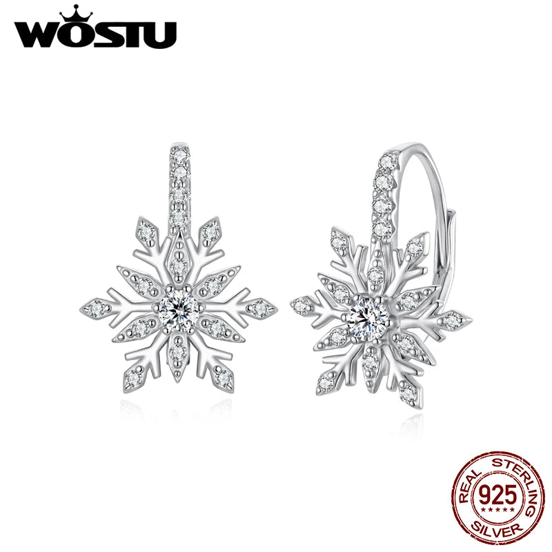 WOSTU 925 Sterling Silver Snowflake Huggies Hoop Earrings For Women, AAA Zircon Ear Hoops  Luxury Winter Wedding Jewelry Xmas - Madeinsea©