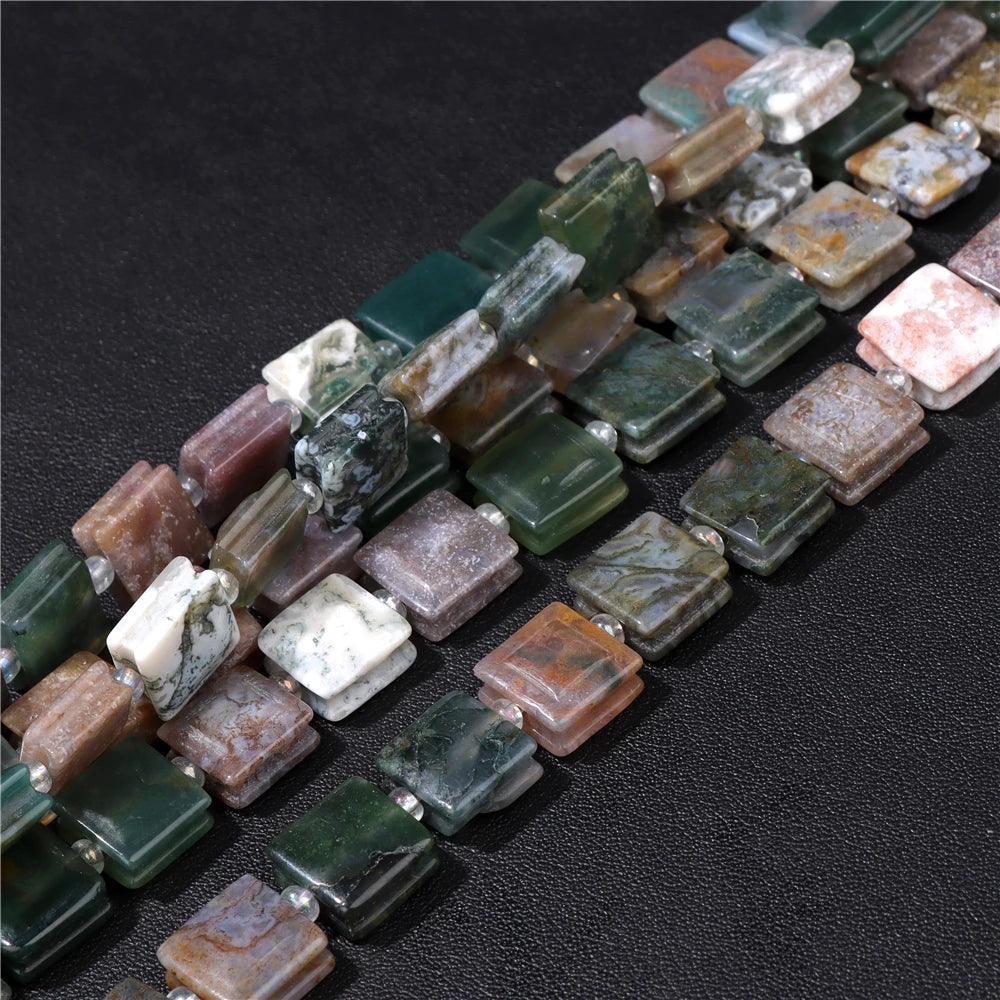 High Quality Gems Stone Bead Natural Cube Flat Square Loose Spacer Beads For Jewelry Making Bracelet Necklace DIY Crafts 10MM