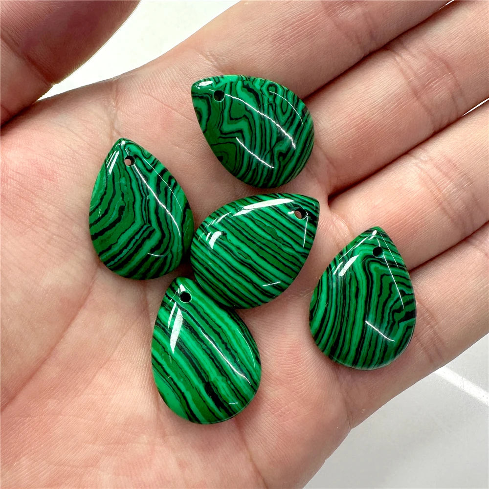 High Quality Smooth Water Drop Gem Pendant Natural Apatite Quartzs Labradorite Top Drilled Charm Bead For Jewelry DIY 18X25MM