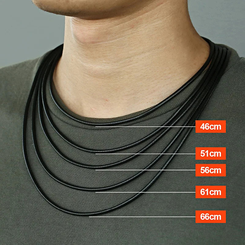 MKENDN Black Genuine Leather Rope Necklace With Clasp Cord Chain Line String For DIY Pendant Jewelry Making Accessories for Men - Madeinsea©