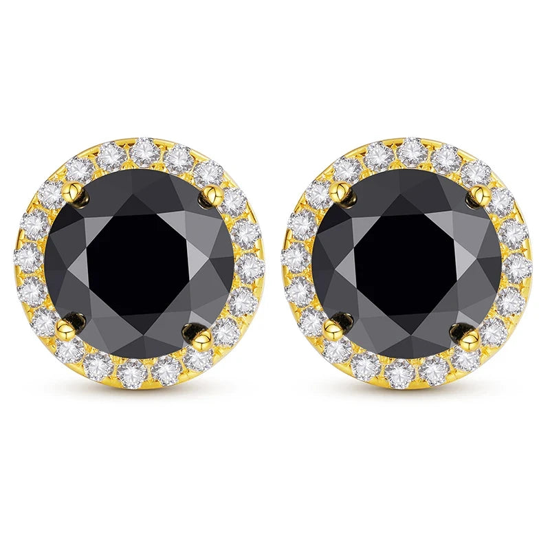 Classic Round Black Moissanite Earring Silver 925 For Women Jewelry 100% Sterling Silver Fashion Fine Jewelry Earrings Gift