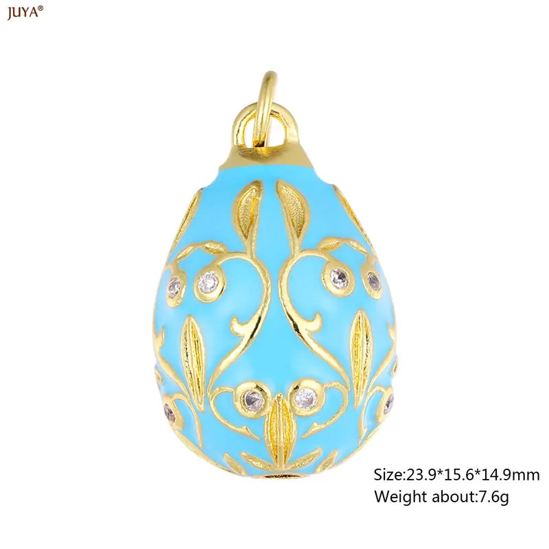 JUYA New 3D Water Drop Pendant Bohemia Type CZ Enamel Charm For DIY Women Necklaces Jewelry Making Accessories