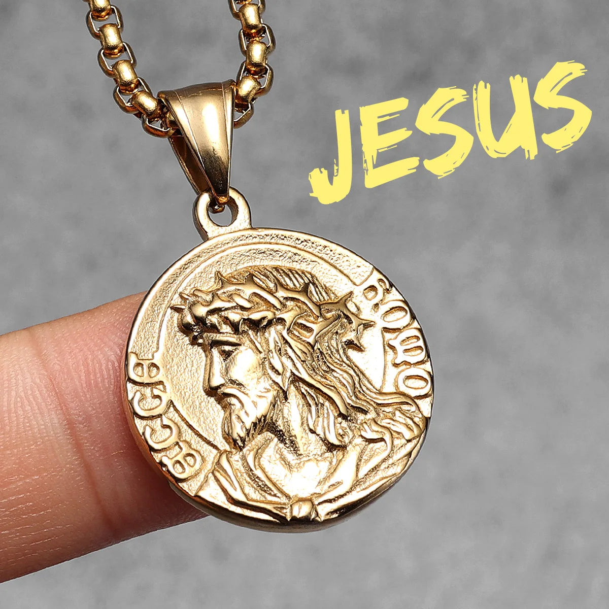 Pendentifs chrétiens Jésus Colliers en acier inoxydable 316L Hommes Puissant Amulette Chaîne Rock Punk Religion Bijoux Cadeau Dropshipping