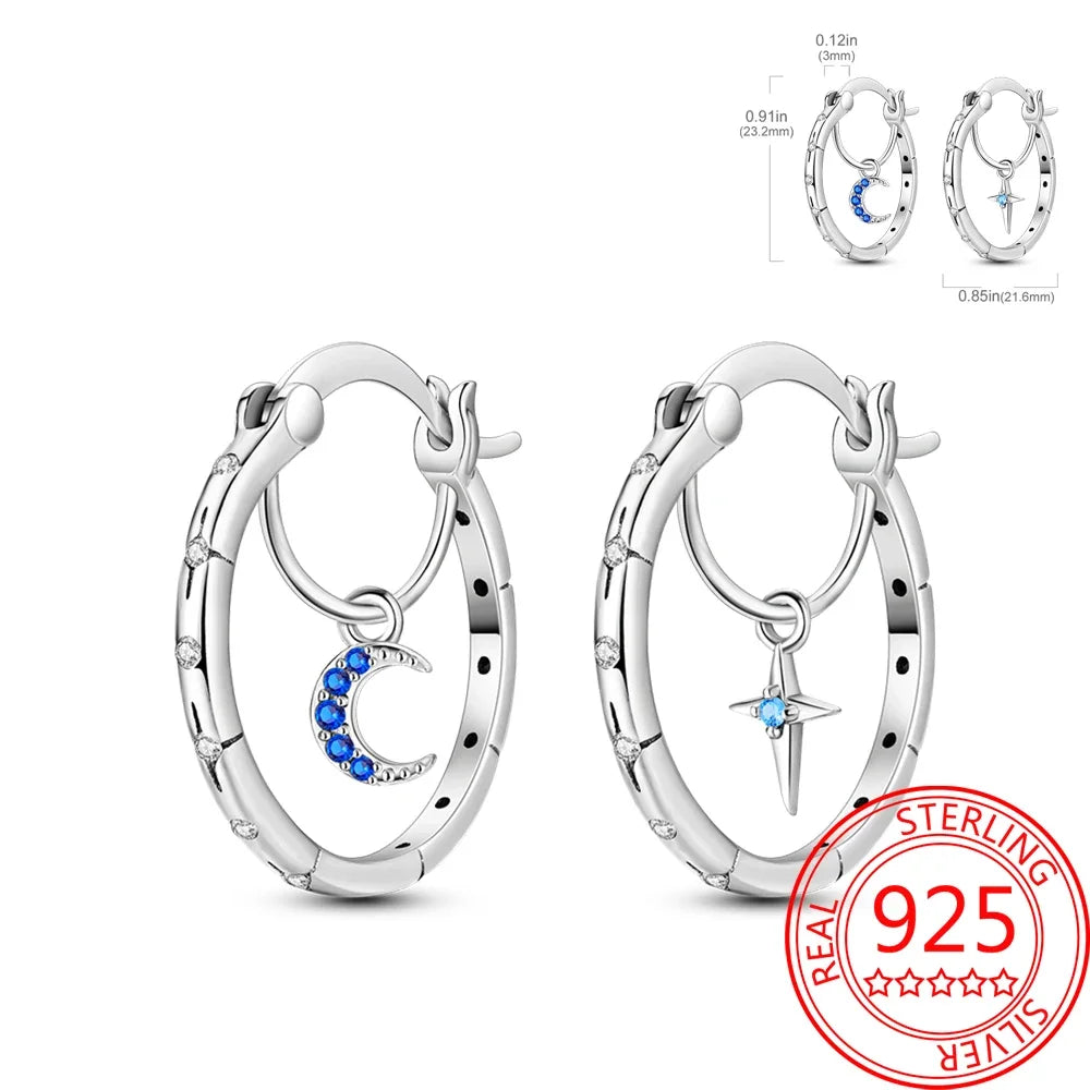 Ear Ring Series 925 Sterling Silver Star Moon Unicorn Tulip Flower Butterfly Bee Geometry Earrings Ladies Pairing with Jewelry