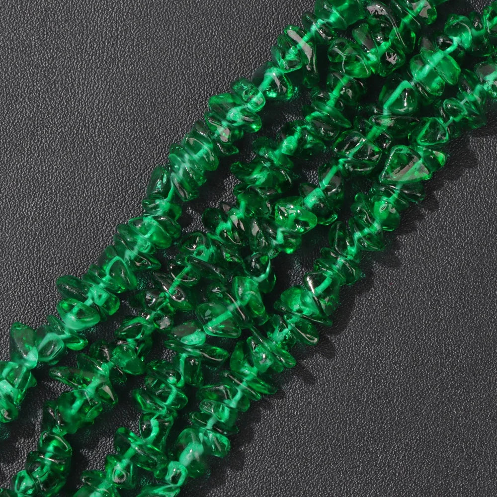 5-8MM Colorful Irregular Glass Beads Dyed Transparent Crystal Chips Beads Fit DIY Women Jewelry Bracelet Necklace Earring