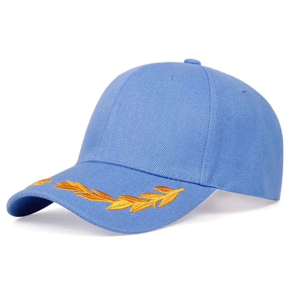 Fashion Brim Design Baseball Caps Wheat Ear Embroidery Casual Style Casual Hats Adjustable Sunscreen Hat Outdoor Activities