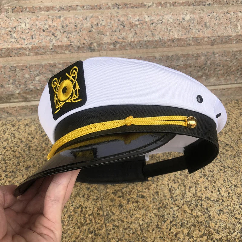 Adult Yacht Military Hats Boat Skipper Ship Sailor Captain Costume Hat Adjustable Cap Navy Marine Admiral For Men Women