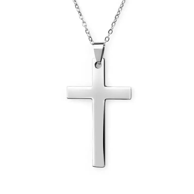 2022 Fashion Stainless Steel Necklace For Men Women Black Gold Color Silver Color Cross Pendant Chain Necklace Jewelry Gift