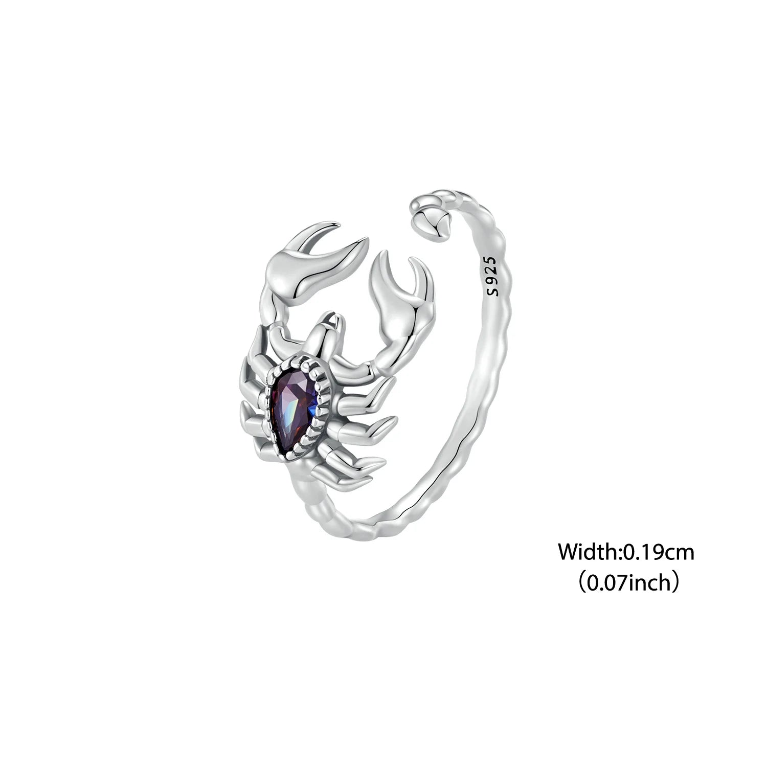 BISAER 925 Sterling Silver Constellation Open Ring Aries Pisces Sagittarius Cancer Scorpio Band for Women Party Fine Jewelry