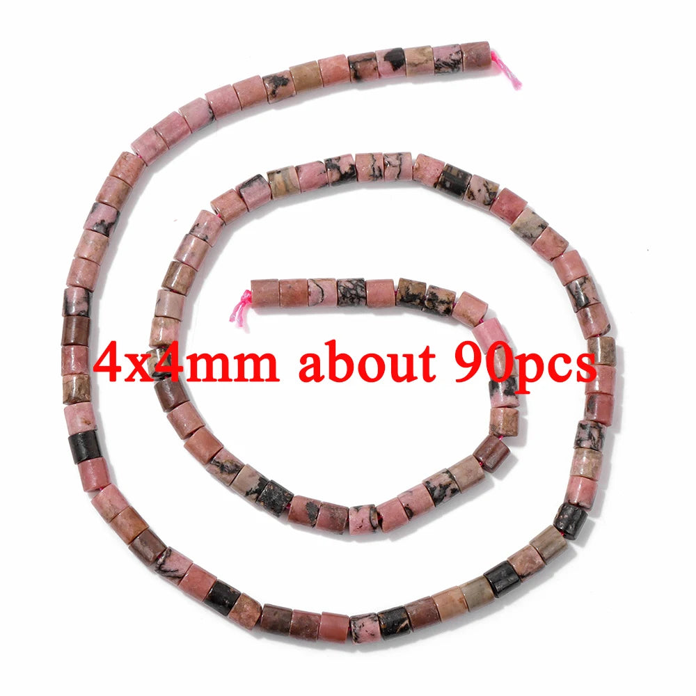 Wholesale Natural Pink Black Rhodonite Stone Beads Round Oval Rondelle Loose Spacer Gem Bead For Jewelry Making DIY Accessories