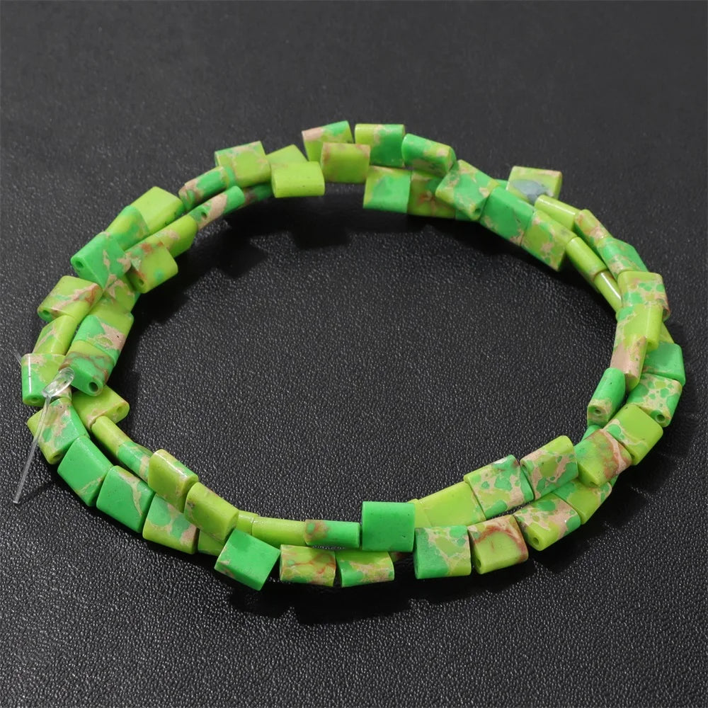 5MM Double Hole Square Bead Natural Tiger Eye Quartzs Imperial Jaspers DIY Beads For Jewelry Making Bracelet Necklace Handmade