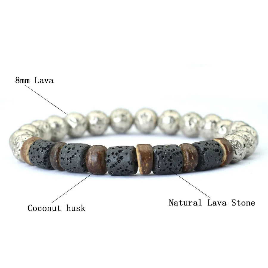 Nouveau bracelet en bois pour hommes en pierre volcanique naturelle Braslet fait à la main prière méditation yoga bracelet Pulsera Madera Hombre Joias