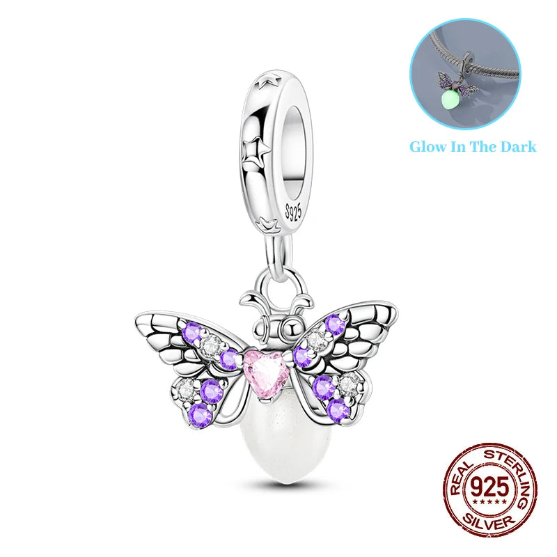 Classic 925 Sterling Silver Beads Luminous Firefly Star Chameleon Charms Pendants Fit Original Bracelet DIY Jewelry For Woman