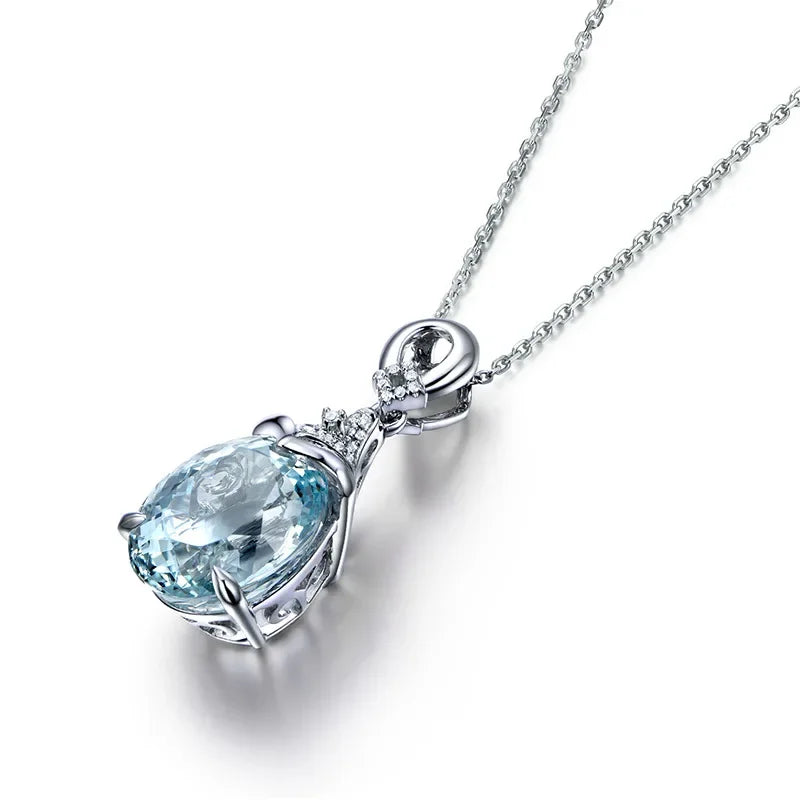 Real 925 Sterling Silver Diamond Necklace Pure Natural Diamond Pendant Christmas Jewelry S925