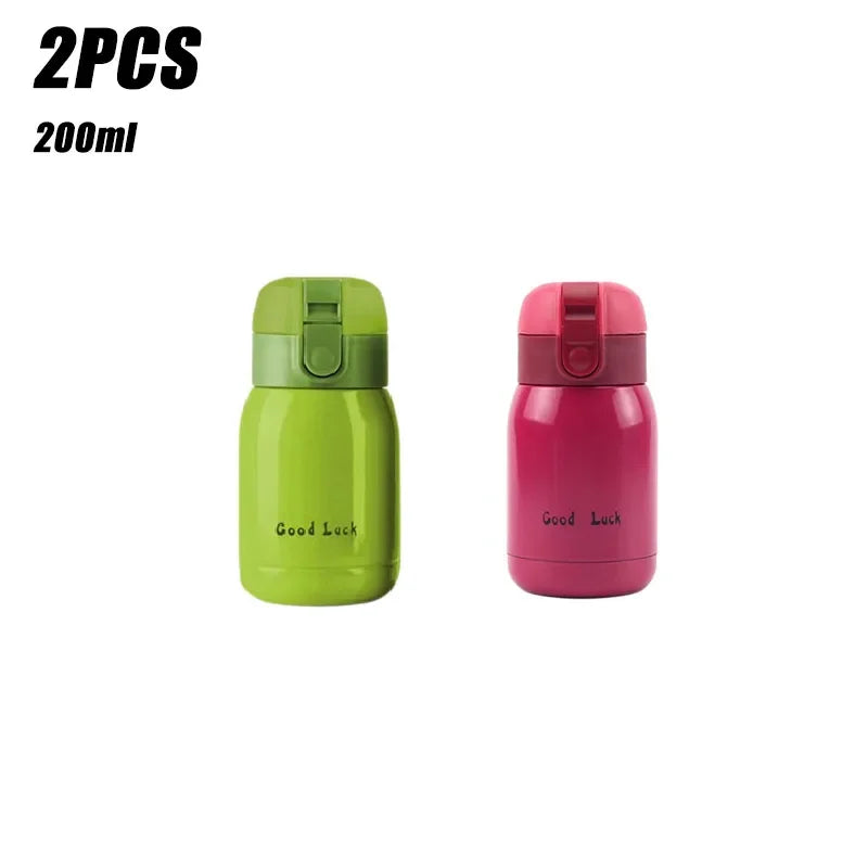 1/2PCS Goodluck Small Cute Mini Thermos Cup MINI Portable Creative Pot Belly Water Cup Pocket Cup with Hand Gift