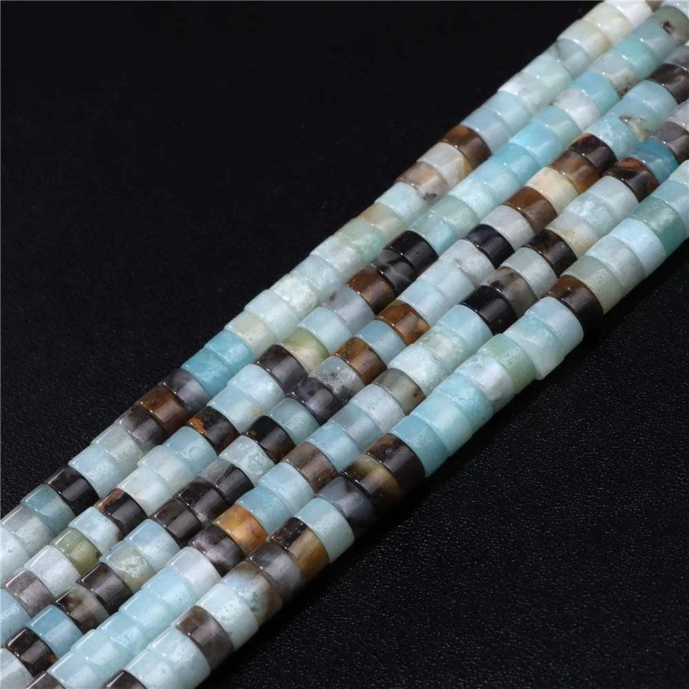 6x3mm Natural Sea Sediment Turquoises Amethysts Jaspers Stone Cylinder Flat Spacer Disk Bead For Jewelry Making DIY Accessories