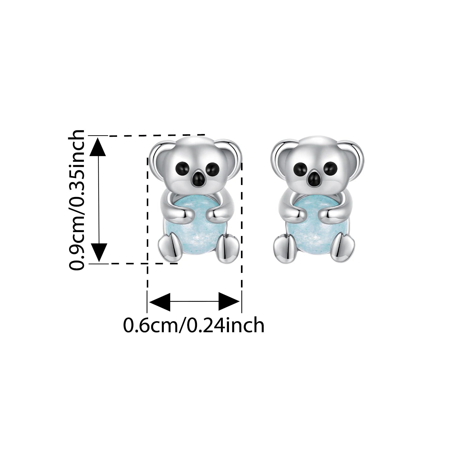 BISAER Real 925 Sterling Silver Mini Kitty Stud Earrings Fox Koala Panda Bear Animals Stud Ear For Girls Party Fine Jewelry Gift