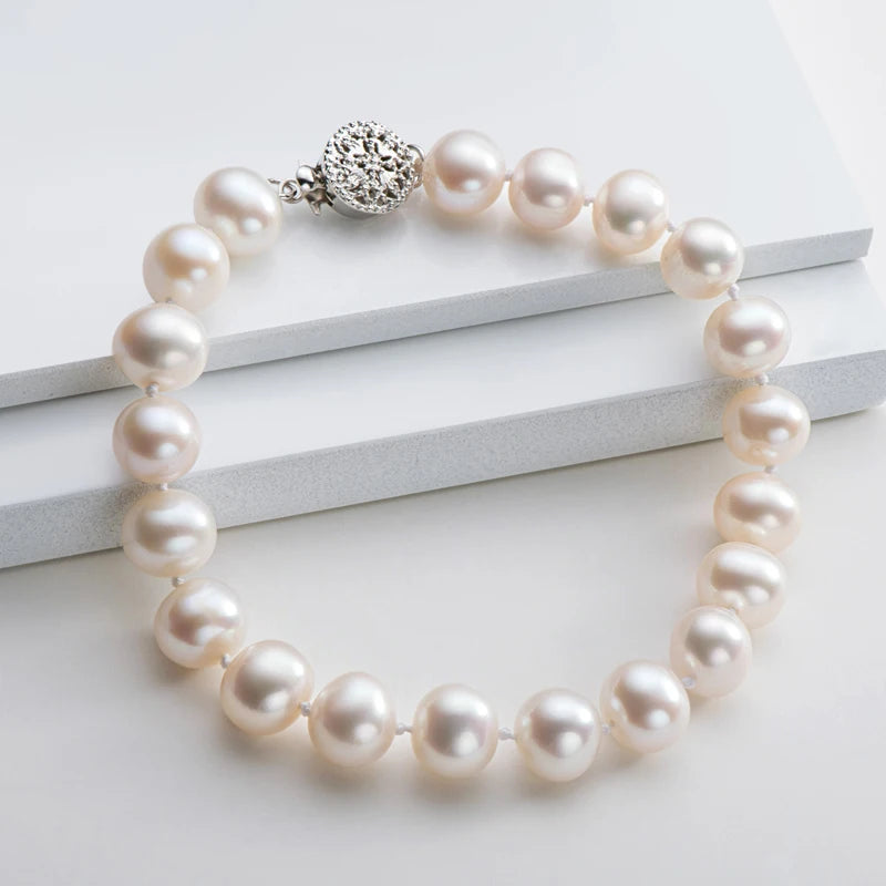 OXTAO 925 Silver Natural Freshwater Pearl Bracelet Women'S Daily Wear Elegant Bracelet Jewelry Anniversary Birthday Gift