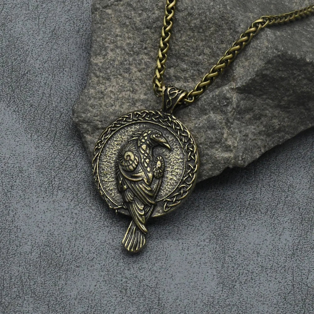 Nordische Mythologie Odin Rabe Wikinger Rune Anhänger Halskette Vintage Keltenknoten Punk Amulett Schmuck Geschenk