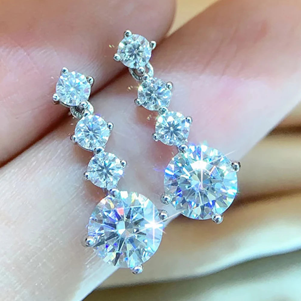 Serenity 2.6ct All Moissanite Drop Earrings For Women Anniversary Gift S925 Sterling Silver Tassel Pendant Earrings Fine Jewelry
