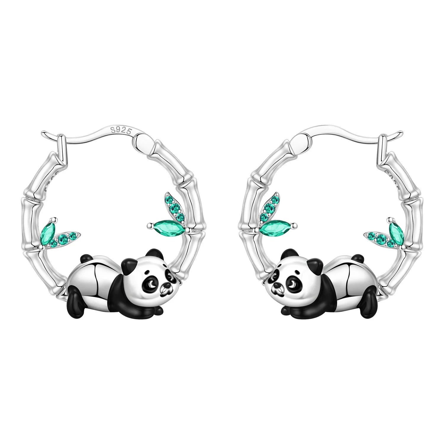 PANPOKI S925 Sterling Silver Cute Panda Animals Earrings Hoop Earrings For Women Jewelry Original Party Trendy Gifts