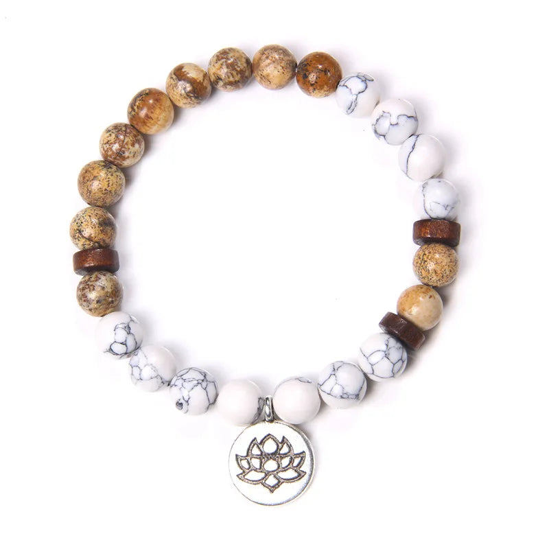 MKENDN 7-Chakra-Armbänder, buddhistisches Lotus-Amulett-Armband, Herren-Armband mit natürlichen Reiki-Steinen und Amethysten, Damen-Yoga-Schmuck